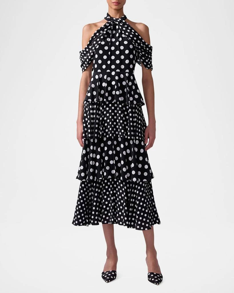 Carolina Herrera Polka-Dot Halter Tiered Midi Dress 2