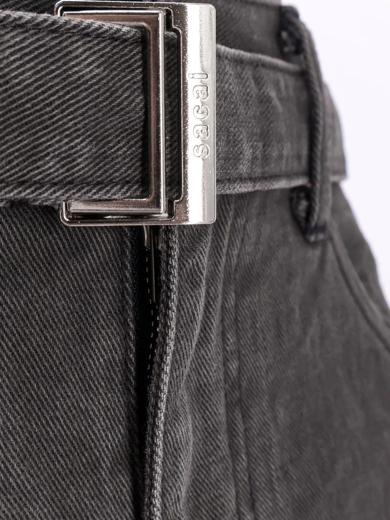 Sacai Black denim bermuda shorts with belt 4