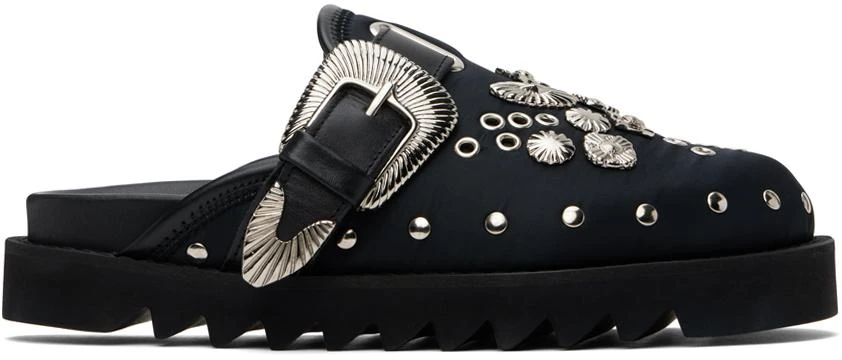 Toga Pulla SSENSE Exclusive Black Eyelet Metal Sabot Loafers 1