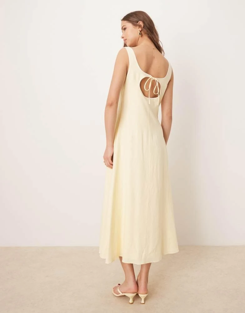 Forever New Forever New linen contrast stitch midaxi dress in lemon 2