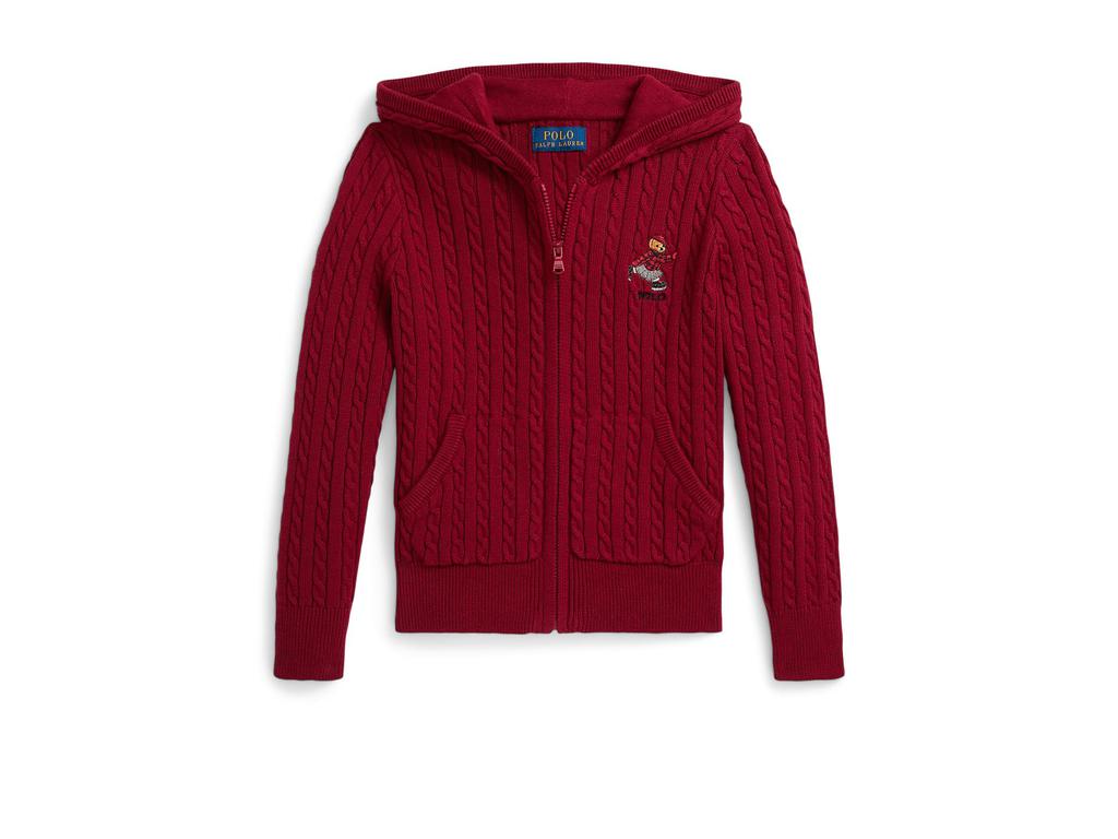 Ralph Lauren Polo Bear Cotton Full Zip Sweater (Toddler/Little Kid)