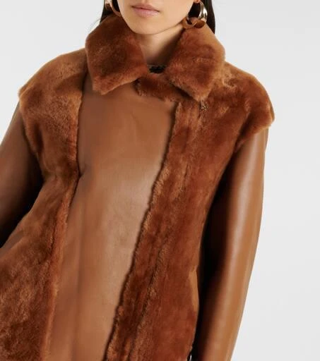 BLANCHA Shearling-trimmed leather jacket 4