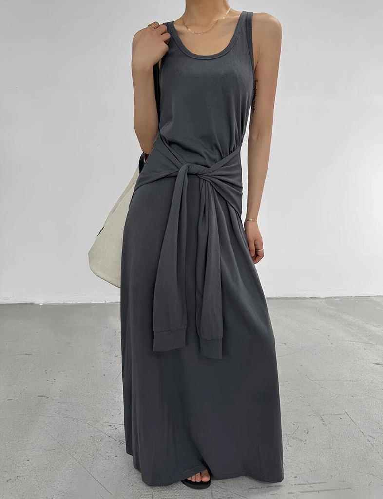 Pixie Market Sleeve Waist-Tie Jersey Maxi Dress 1