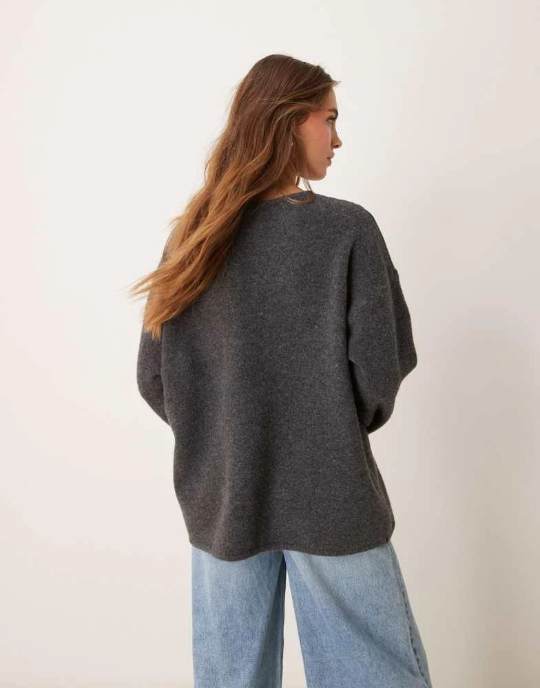 ASOS ASOS DESIGN bow tie front cardigan in charcoal 4