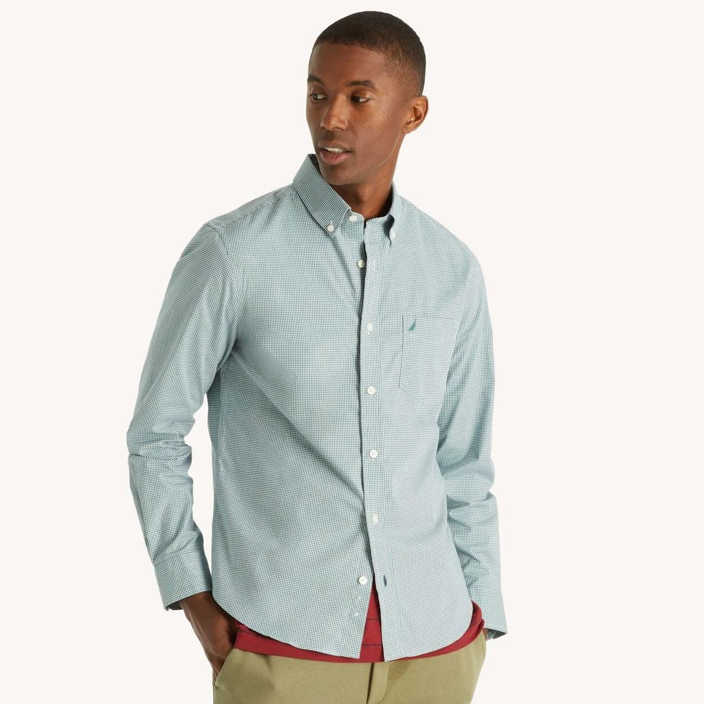 Nautica Mens Slim Fit Wrinkle-Resistant Micro Gingham Shirt 1