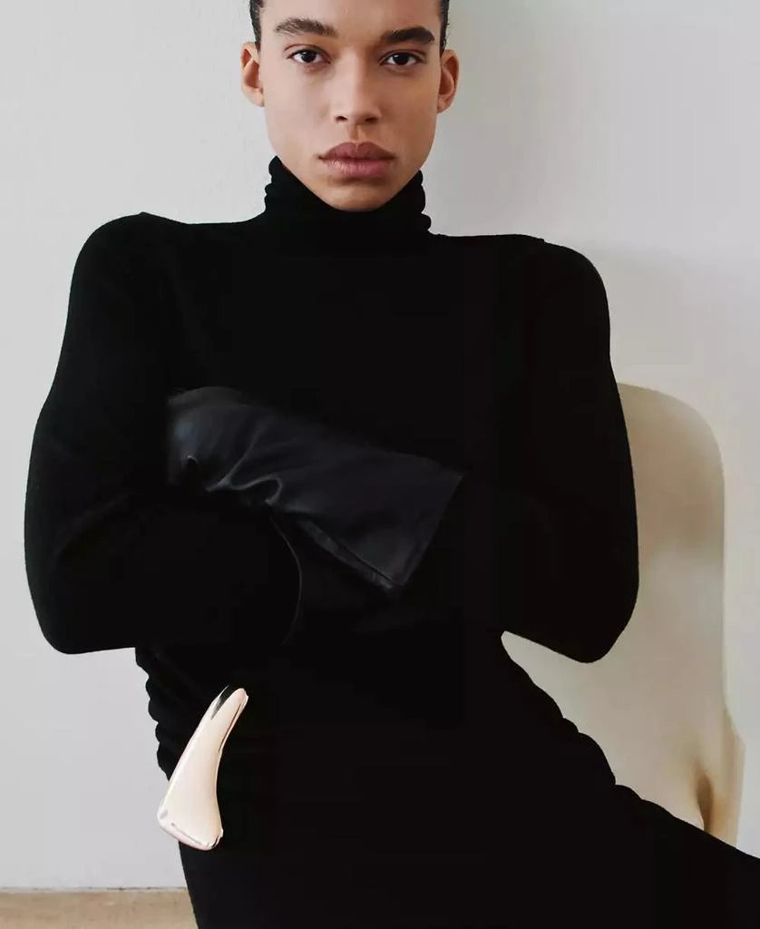 Mango Women
s Brooch Turtleneck Knitted Dress 3