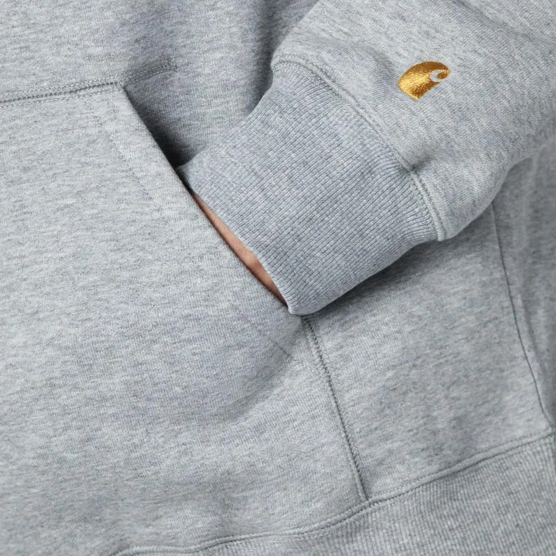 Carhartt WIP Grey Heather/Gold Hooded Chase Sweatshirt 5