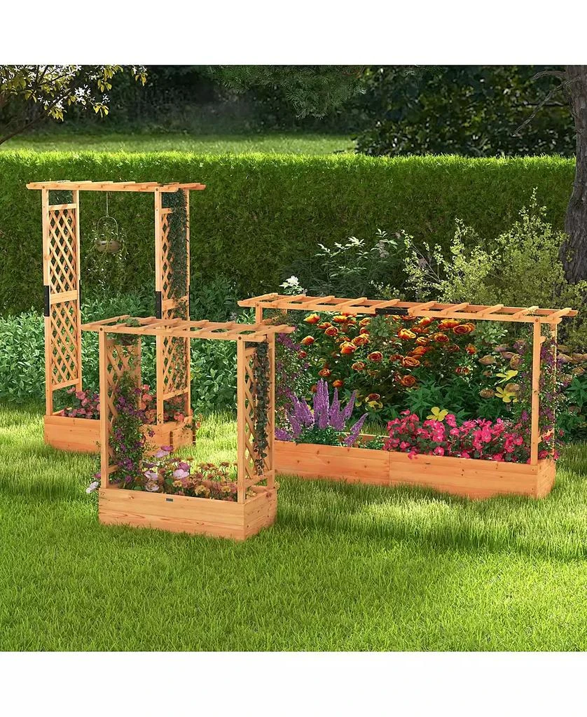 GIVIMO Raised Garden Bed with Side Trellis Hanging Roof and Planter Box 2