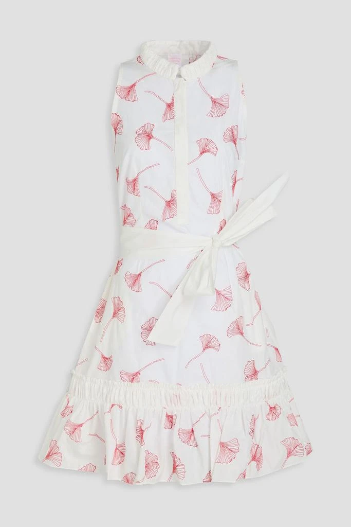 LORETTA CAPONI Franca belted embroidered cotton mini dress 1