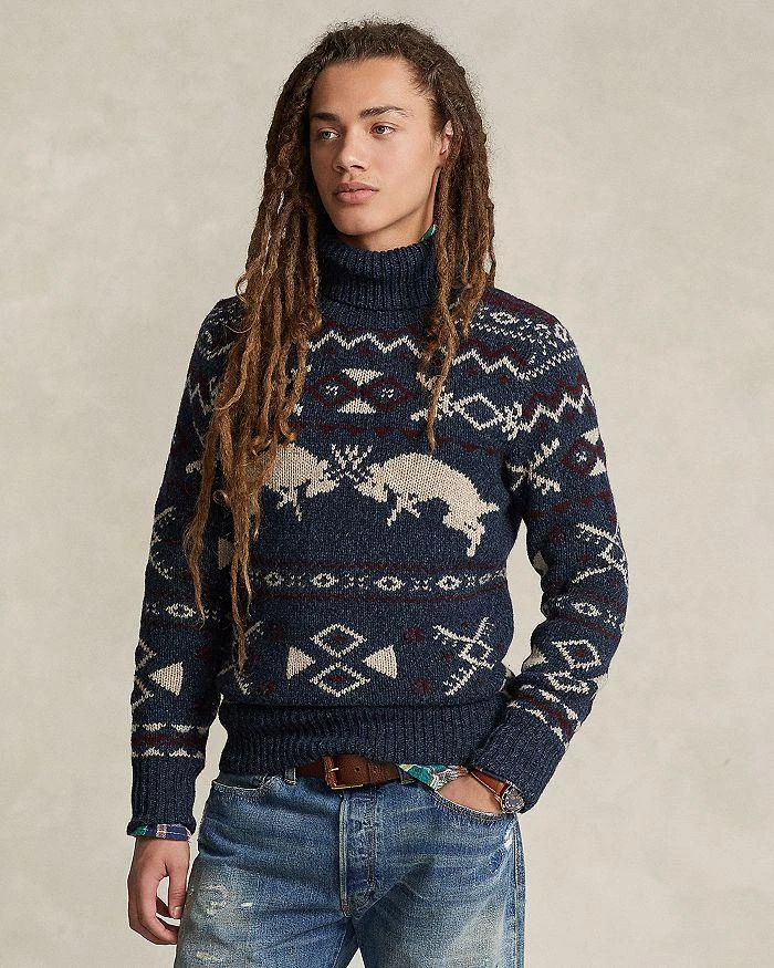 Polo Ralph Lauren Regular Fit Wool Cashmere Patterned Turtleneck Sweater 1