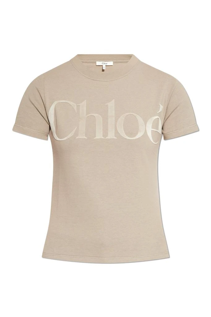 Chloé T-shirt with velvet logo finish 1