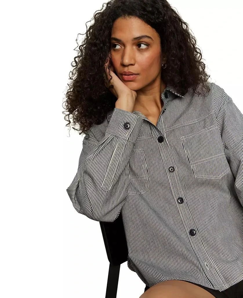 Sanctuary Women's Ivy Striped Cotton Button-Front Shirt 5