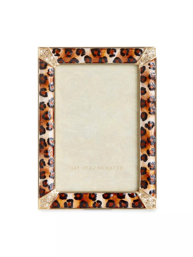 Jay Strongwater Leopard Spotted Pavé Corner Frame