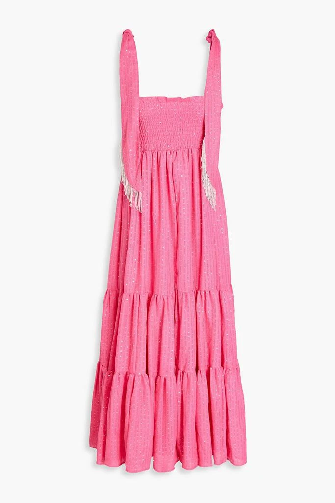 SUNDRESS Jade sequin-embellished tiered jacquard midi dress 1