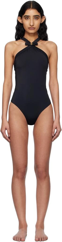 Versace Black Gianni Ribbon One-Piece Swimsuit 1