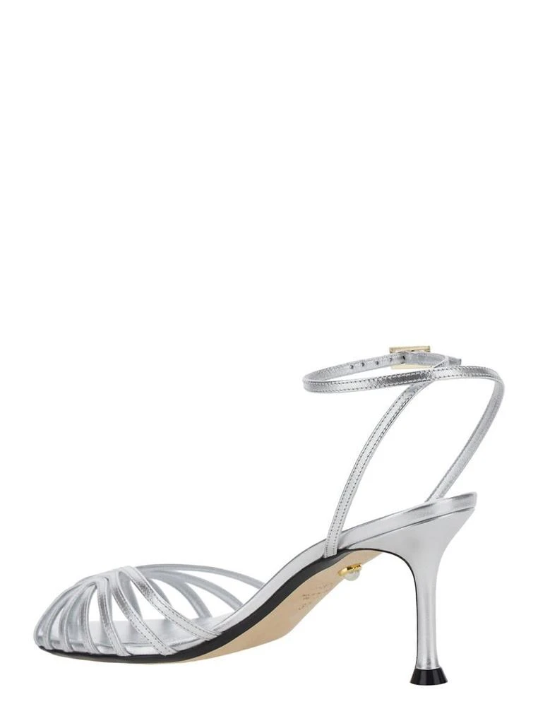 Alevì Milano 'Ally-75' Metallic Pumps With Adjustable Ankle Strap And Heel In Leather Woman 3