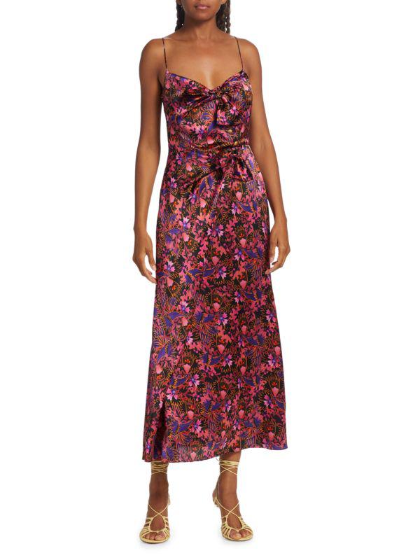 Saloni Penelope Silk Floral Midi-Dress