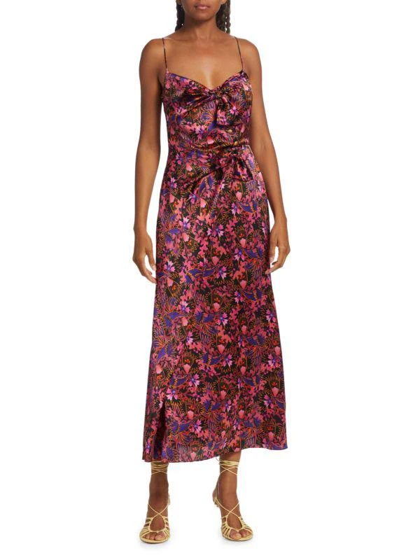 Saloni Penelope Silk Floral Midi-Dress 1