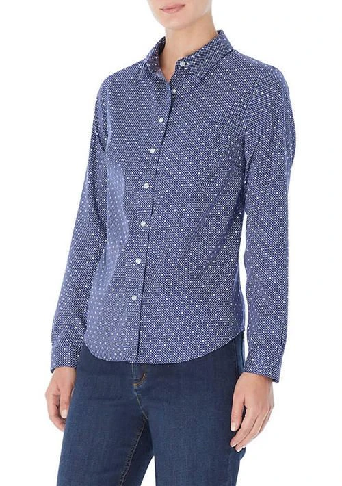 JONES NEW YORK New York Easy Care Print Y Neck Shirt 1