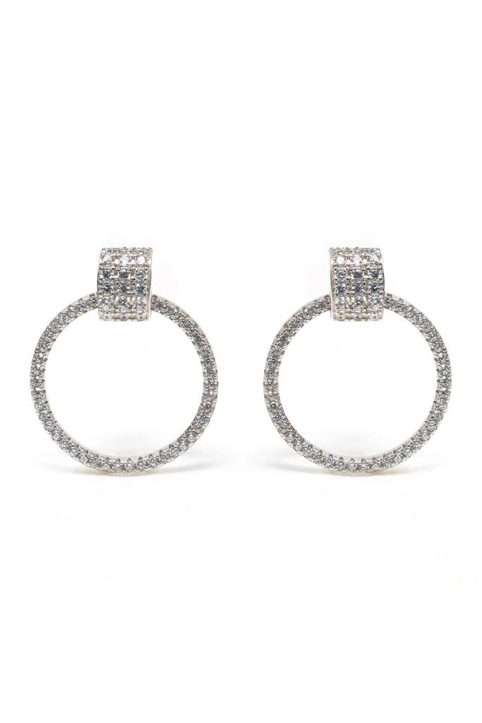Suzy Levian Hanging Dazzling Circle Front Facing Hoop Earrings 1