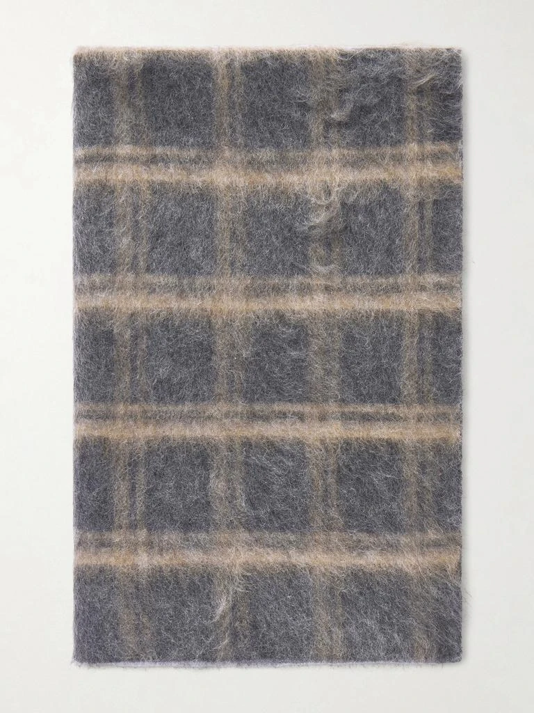 Brunello Cucinelli Checked Brushed-knit Scarf - Dark gray