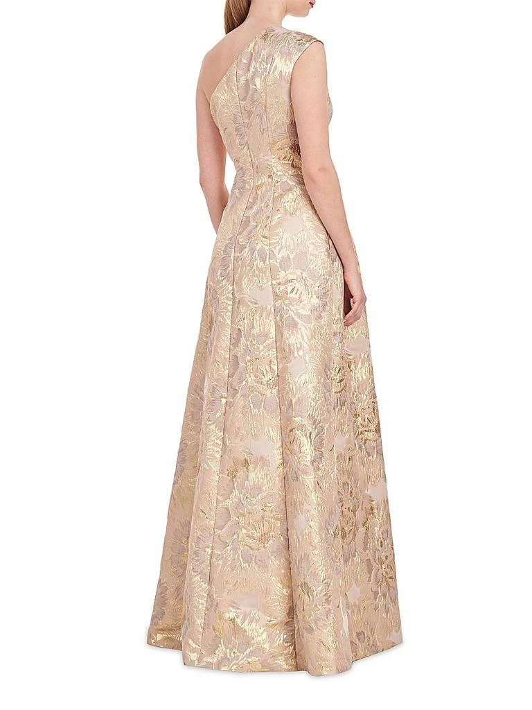 Kay Unger Women's Carolyn Jacquard One-Shoulder Gown - Hazelnut - Size 6