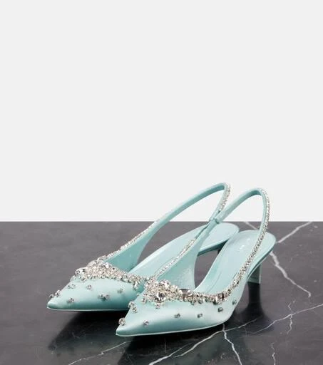 Gucci Crystal-embellished satin slingback pumps 4