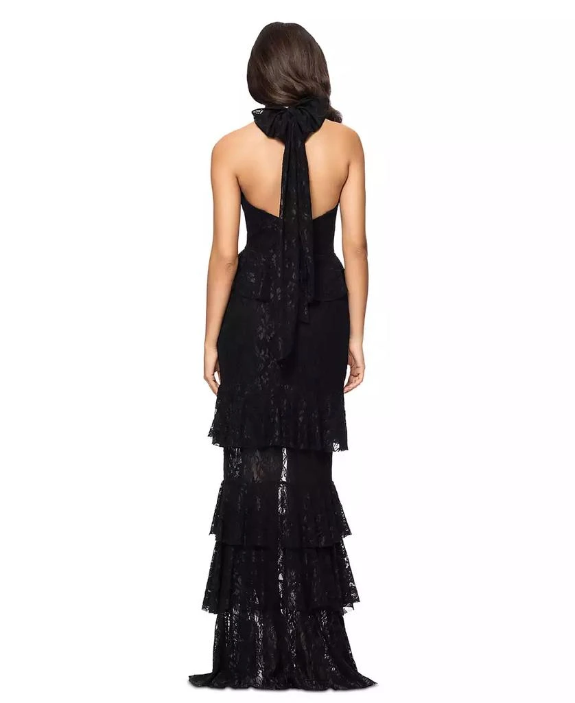 Betsy & Adam Women's Ruffle Tiered Lace Gown 4