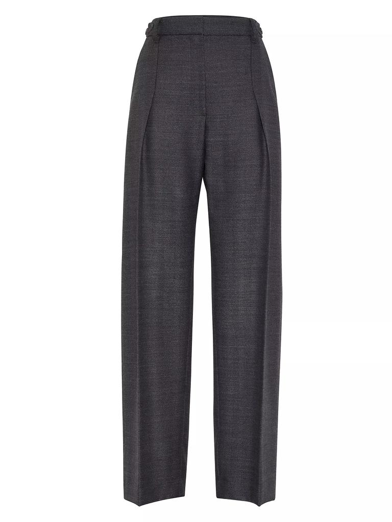 Brunello Cucinelli Virgin Wool Chevron Relaxed Sartorial Trousers