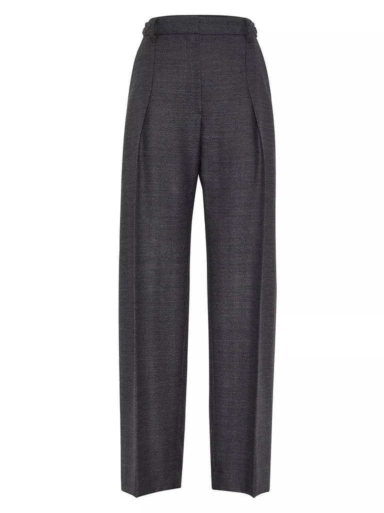 Brunello Cucinelli Virgin Wool Chevron Relaxed Sartorial Trousers 1