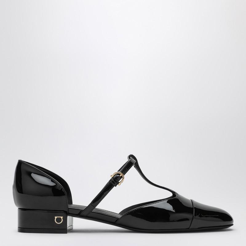 Salvatore Ferragamo Black patent leather Linette ballerina