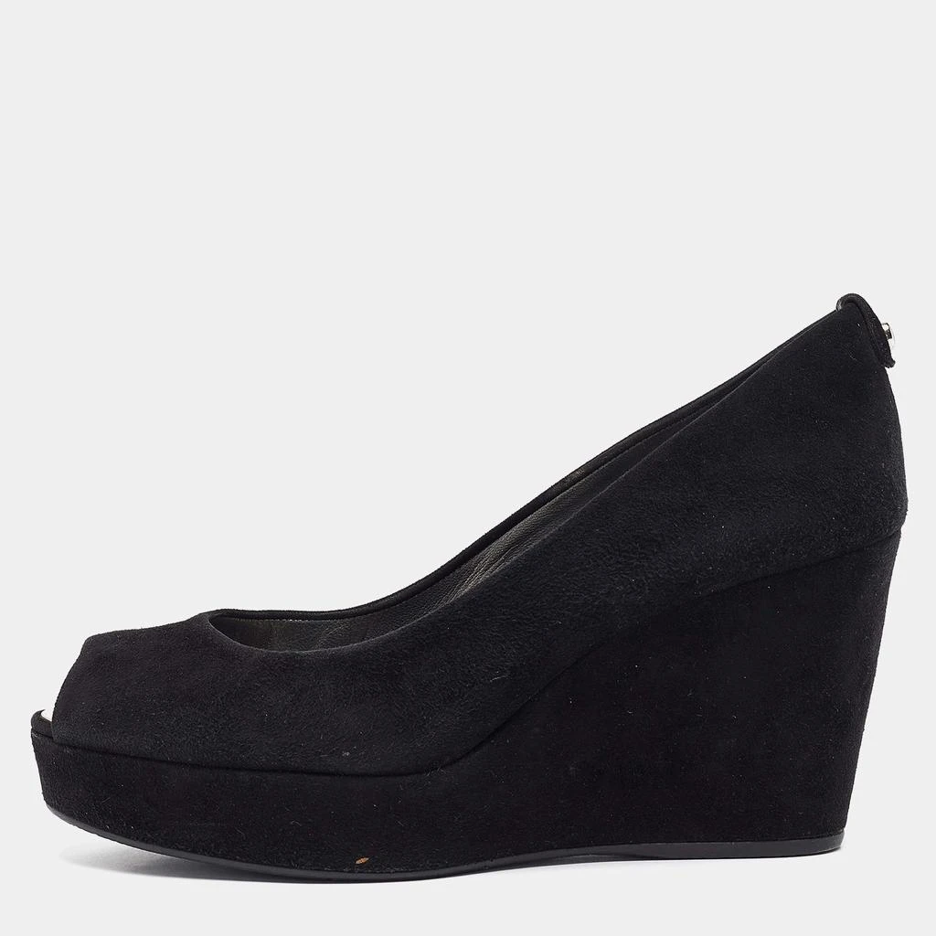 Stuart Weitzman Stuart Weitzman Black Suede Peep Toe Wedge Pumps Size 39 1
