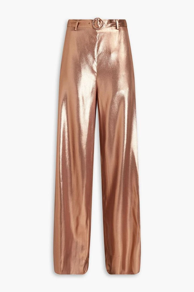 LAPOINTE Belted silk-lamé wide-leg pants 1