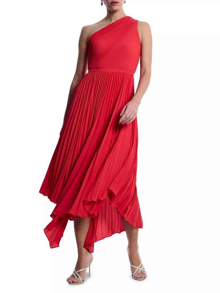 BCBG One-Shoulder Pleated Midi-Dress 2