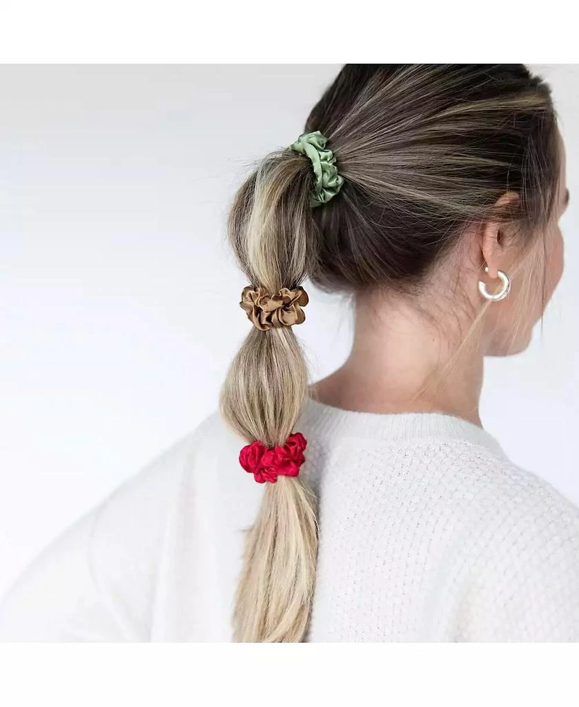 Headbands of Hope Women
s Satin Scrunchie Set - Olive, Burgundy, Gold 2