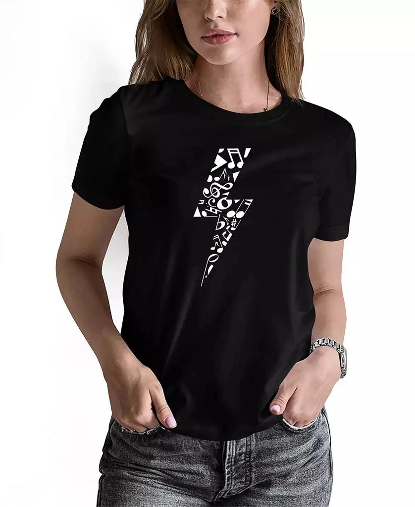 LA Pop Art Women's Word Art Lightning Bolt Short Sleeve T-shirt 1