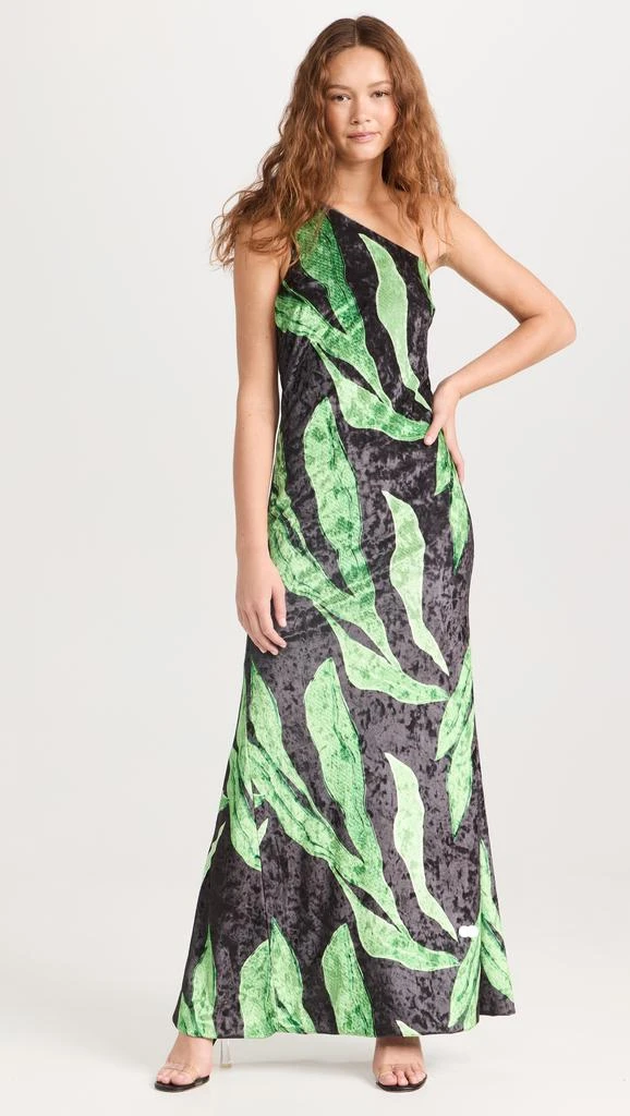 Dur Doux Green Leaf Velvet Maxi Dress 6