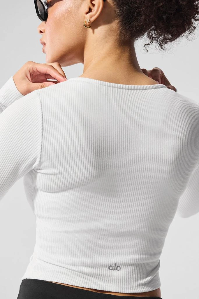 Alo Ribbed Stardust Long Sleeve - White 4