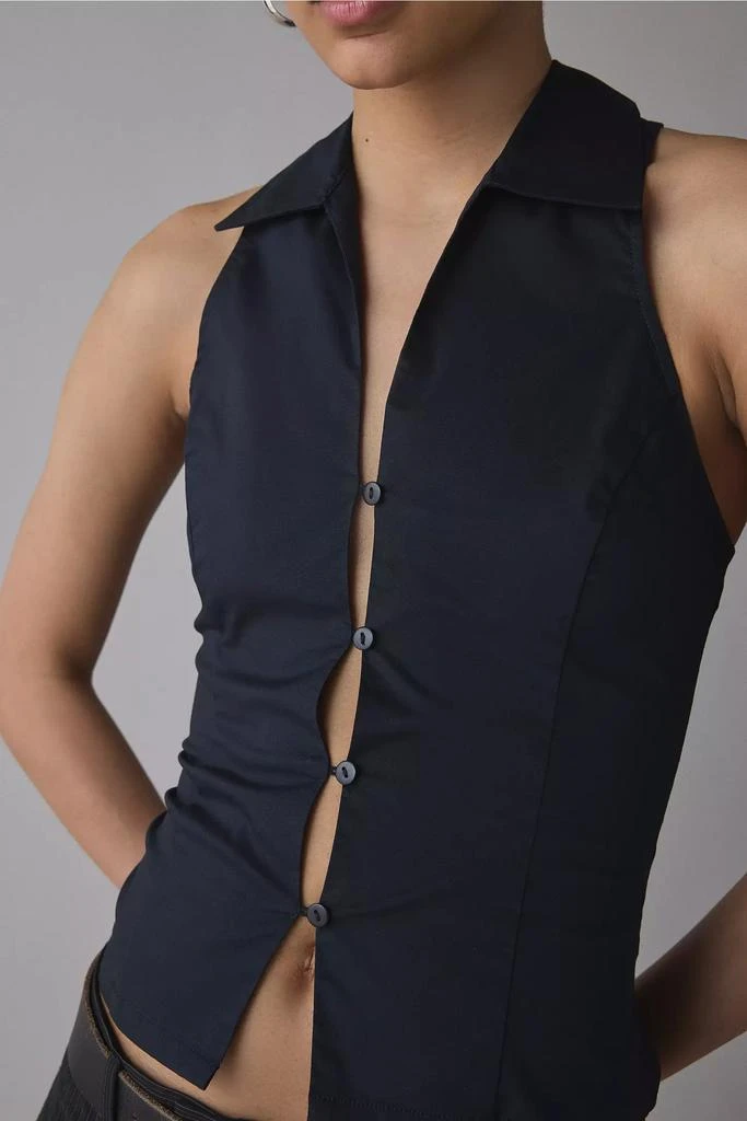 Urban Outfitters UO Party Girl Cotton-Blend Button Down Sleeveless Shirt 2