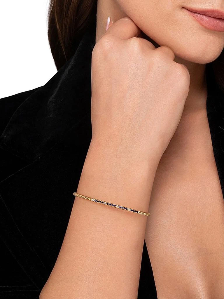 Gabriel 
Co Bujukan 14K Yellow Gold, Blue Sapphire 
0.09 TCW Diamond Cuff Bracelet 2