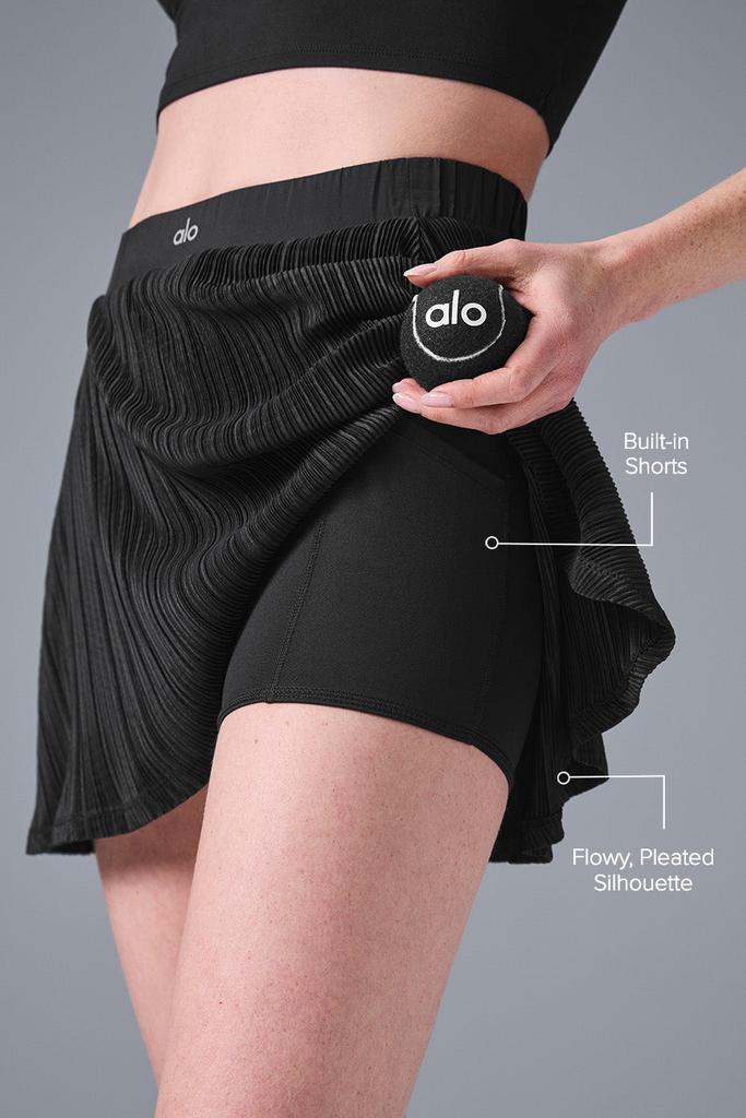 Alo Micro Plisse Tennis Skirt - Black