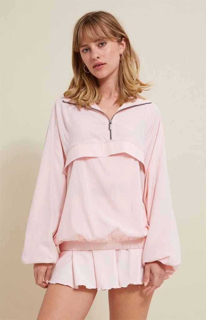 PAC 1980 Active Pink Half Zip Windbreaker Track Jacket