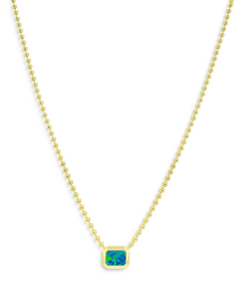 Meira T 14K Yellow Gold Ball Chain Opal Solitaire Necklace, 18" 1