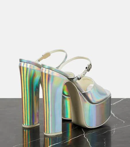 Valentino VLogo holographic platform sandals 3