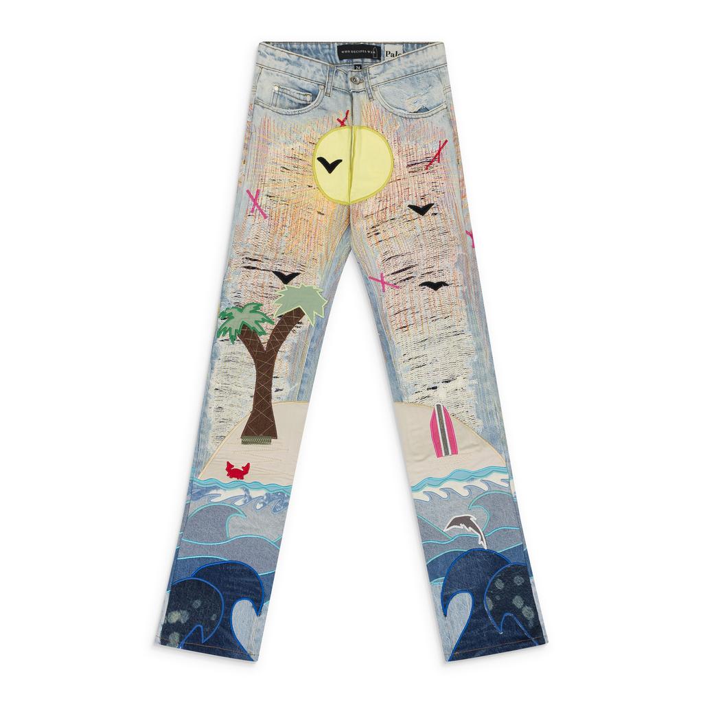 Who Decides War MULTI PALE SEABOARD STRAIGHT-FIT JEANS