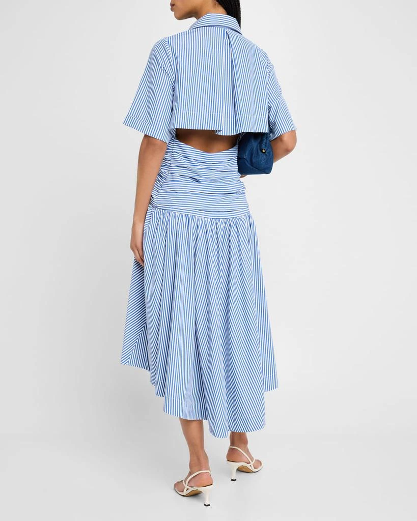 Rosie Assoulin Striped Tie High-Low Shirtdress 3
