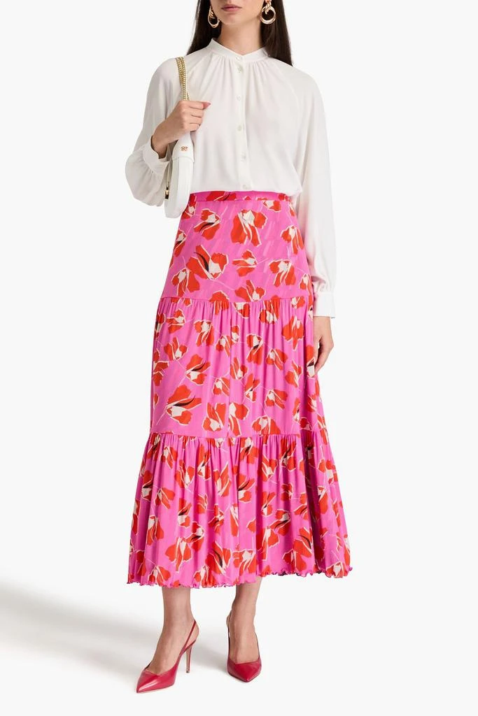 Diane von Furstenberg Austria reversible tiered printed stretch-mesh maxi skirt 5