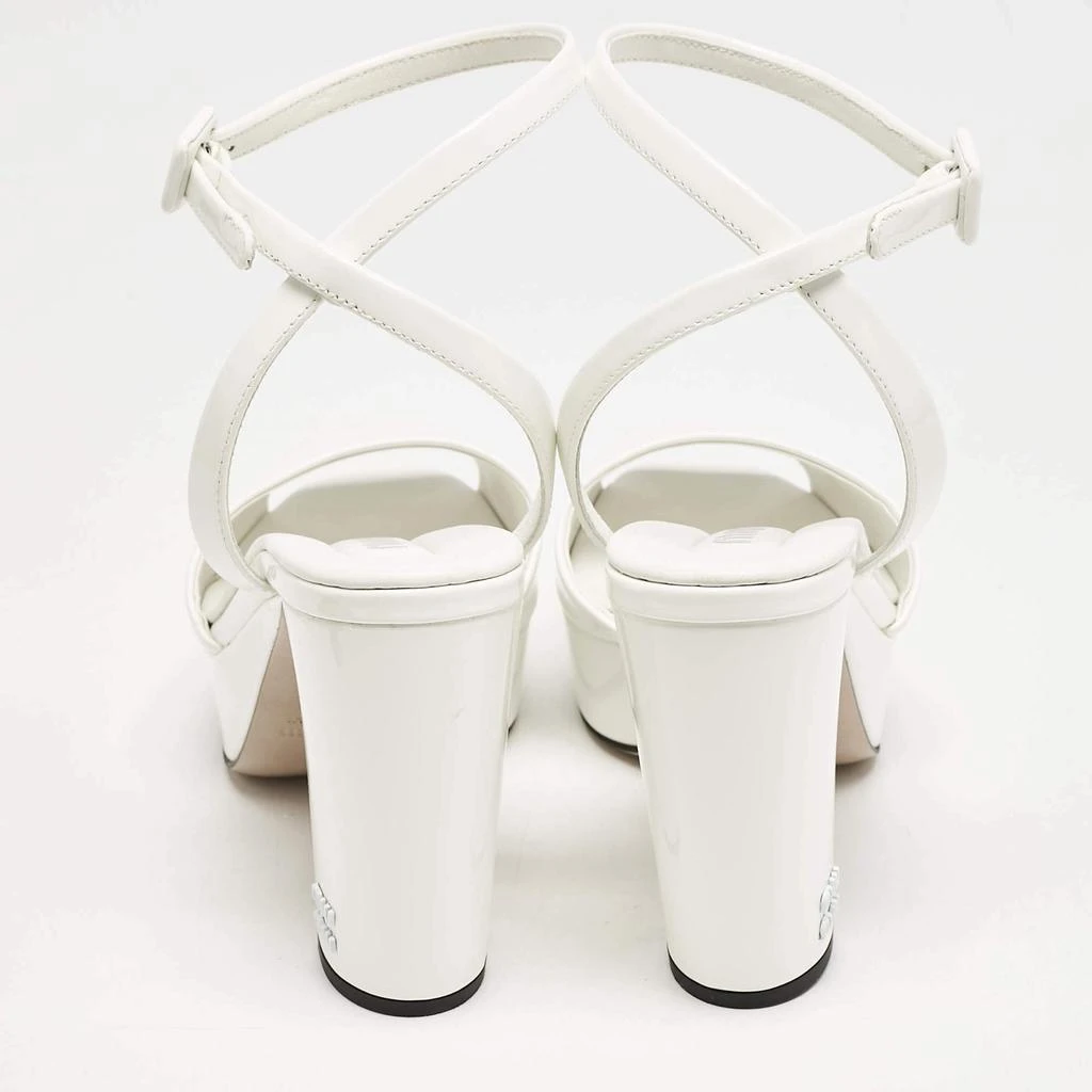 Miu Miu Miu Miu White Patent Leather Platform Ankle Strap Sandals Size 36 5