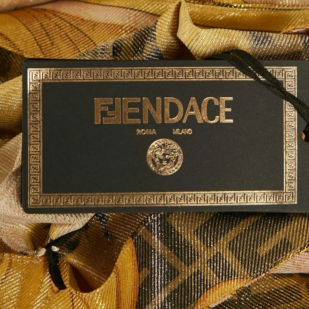 Fendi Fendace Yellow Logo Print Lurex Jersey Leggings S 5