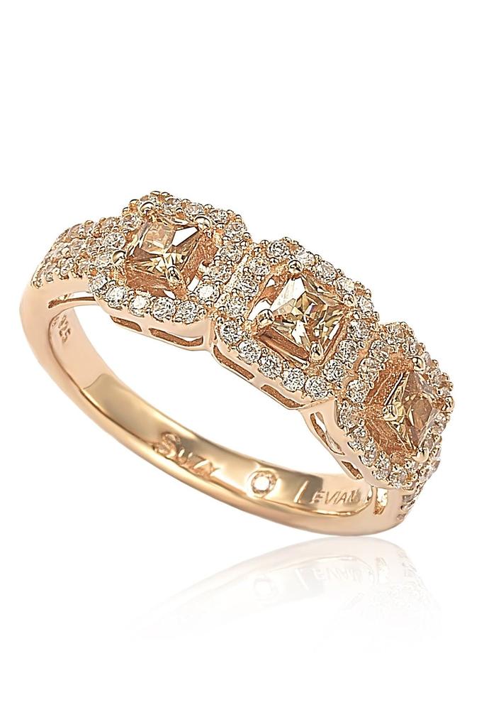 Suzy Levian Three Stone Asscher-Cut CZ Statement Ring